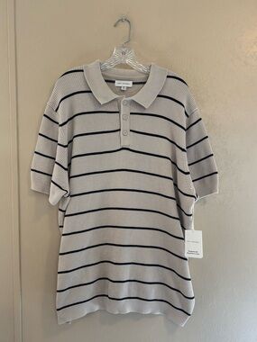 NWT Free Assembly mens Textured Stripe Polo Sweater sz 3XL